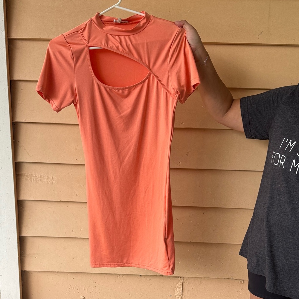 Coral Cut-Out Women's Top